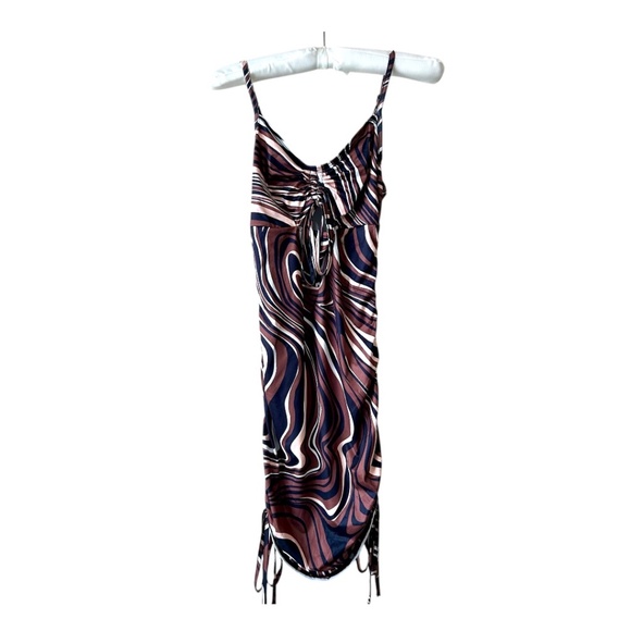 SHEIN Dresses & Skirts - Swirl Dress Marble Brown Black White Pink Ruched Chest Sides by Shein Size XS